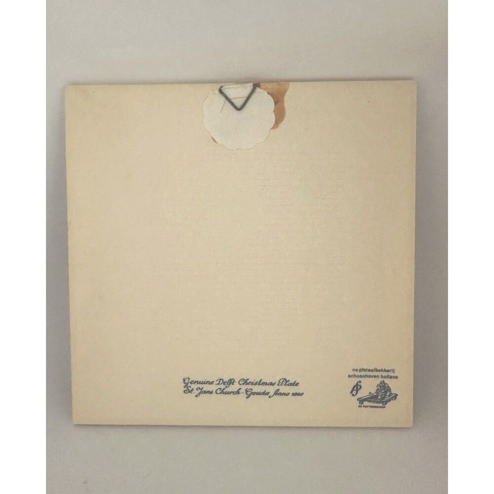 Royal Delft Christmas 1973 Hanging Tile St. Jans-Church at Gouda With Packaging - Picture 5 of 7